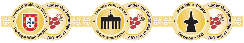 Logo Medaillen: Portugal, Berlin & Asia Wein Trophy - DWM Deutsche Wein Marketing Weinwettbewerbe International